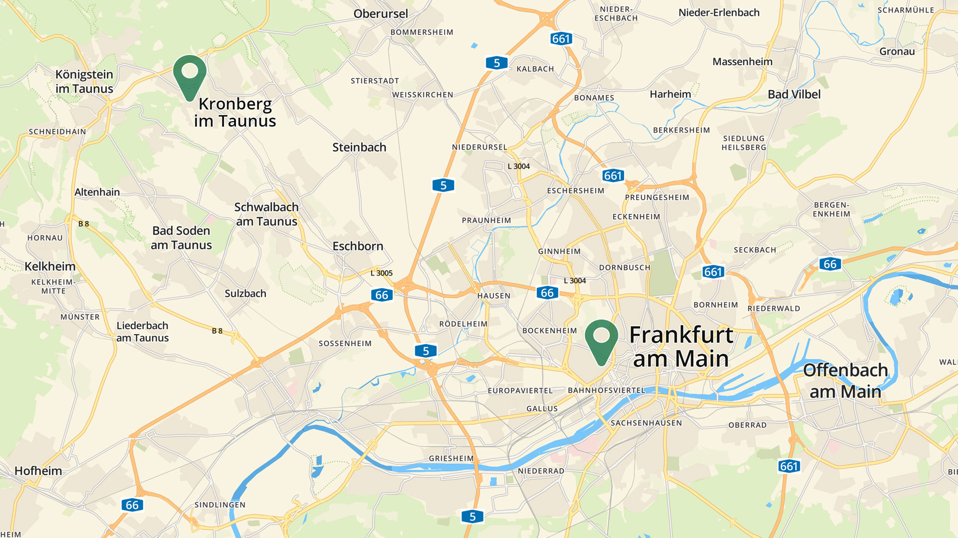Standorte in Frankfurt und Kronberg der Sanftenberg & Kaul Steuerberatersozietät 
